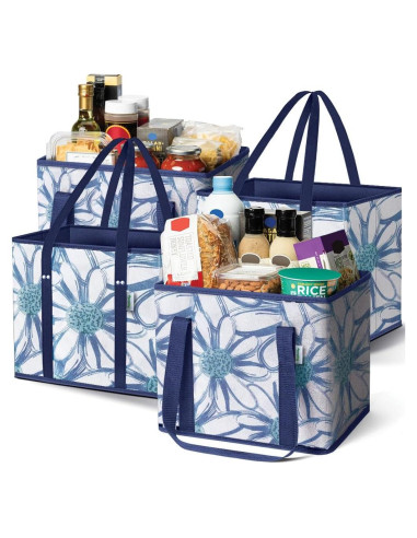 Bolsas de Compras Reutilizables Verde - Pack de 4 Extra Grande