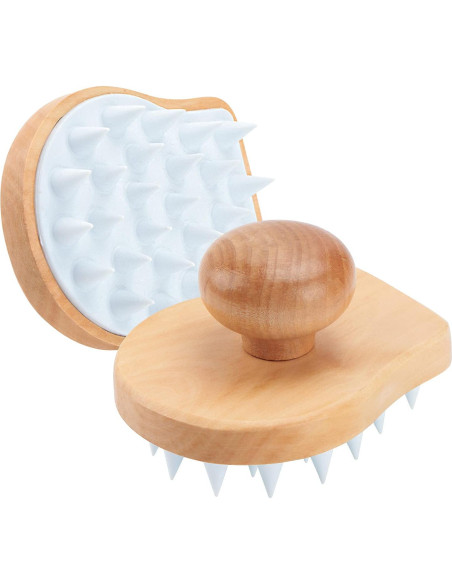 Cepillo Masajeador de Cuero Cabelludo HangerSpace Madera Blanco Cepillo Masajeador de Cuero Cabelludo HangerSpace Madera Blanco
