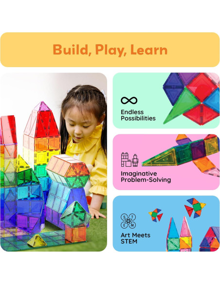 Juego de 60 Piezas PicassoTiles 3D Magnéticos Educativos Juego de 60 Piezas PicassoTiles 3D Magnéticos Educativos