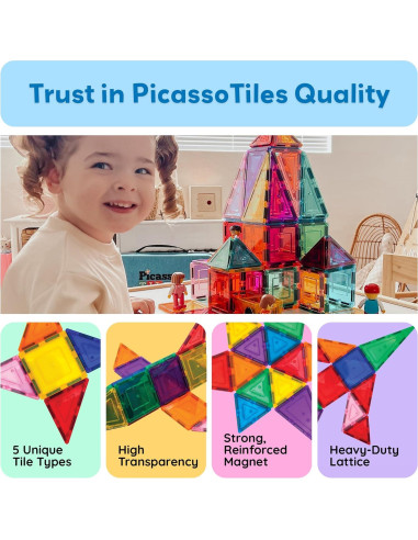 Juego de 60 Piezas PicassoTiles 3D Magnéticos Educativos
