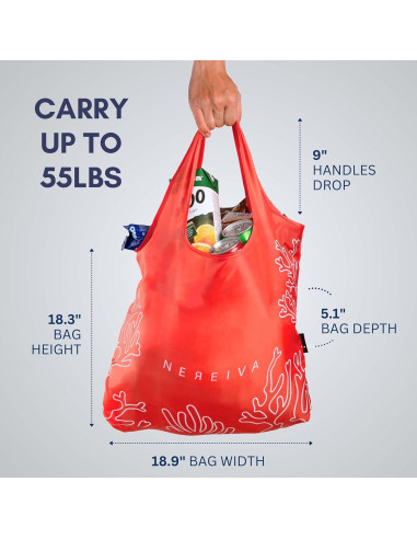 Paquete de 4 bolsas de compras plegables Nereiva - 25 kg