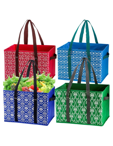 Bolsas de Compras Reutilizables WUWEOT 4 Pack Grande 36.8x26.7cm Bolsas de Compras Reutilizables WUWEOT 4 Pack Grande 36.8x26.7cm
