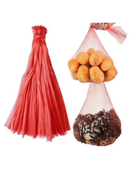 Bolsas de Malla Reutilizables 61 cm Rojo - 100 Pcs para Mariscos Bolsas de Malla Reutilizables 61 cm Rojo - 100 Pcs para Mariscos