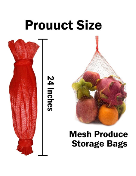 Bolsas de Malla Reutilizables 61 cm Rojo - 100 Pcs para Mariscos Bolsas de Malla Reutilizables 61 cm Rojo - 100 Pcs para Mariscos