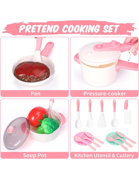 Juego de Cocina para Niños Angeer Rosa 10x4x20 cm Juego de Cocina para Niños Angeer Rosa 10x4x20 cm