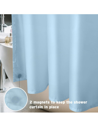Forro de Cortina de Ducha Titanker 178x183 cm Azul Bebé Impermeable