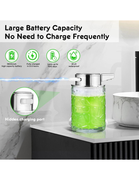Dispensador de Jabón Automático UAYBABU 260ml Plateado Dispensador de Jabón Automático UAYBABU 260ml Plateado