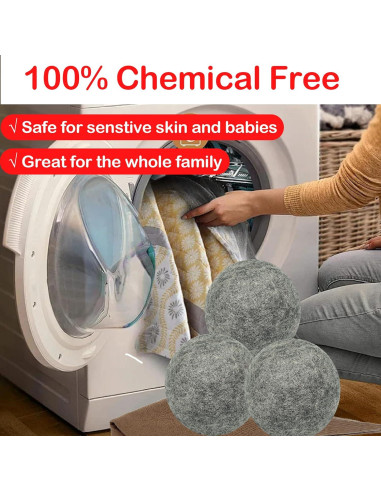 Bolas de Secado de Lana 100% Natural XIANG YXWO 6 Pcs
