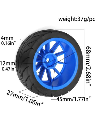 Neumáticos RC 1/10 JIHAIYEMENGZHEN W212 Azul 68mm 4PCS