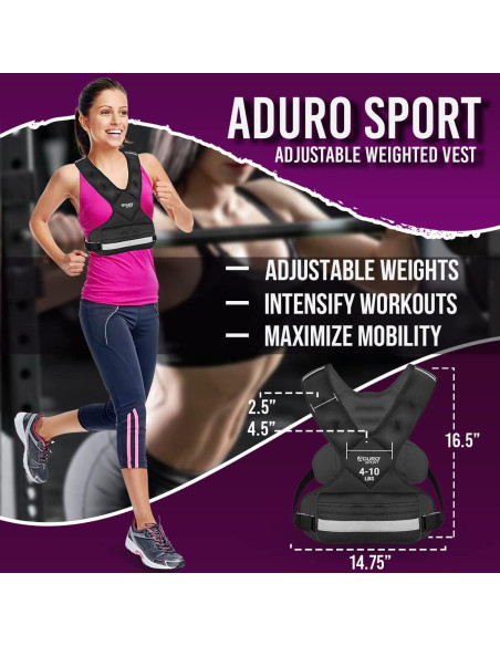 Chaleco con peso ajustable Aduro Sport 1.81-4.53kg para entrenamiento Chaleco con peso ajustable Aduro Sport 1.81-4.53kg para entrenamiento