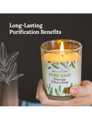 Set de 3 Velas Aromáticas de Salvia Pura Magnífico 101 - 42 Horas