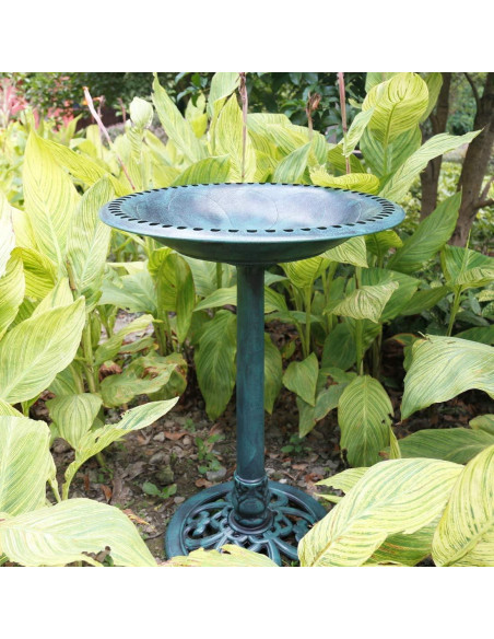 Baño para Pájaros VIVOHOME Solar Verde de Poliresina 50.8x50.8 cm Baño para Pájaros VIVOHOME Solar Verde de Poliresina 50.8x50.8 cm