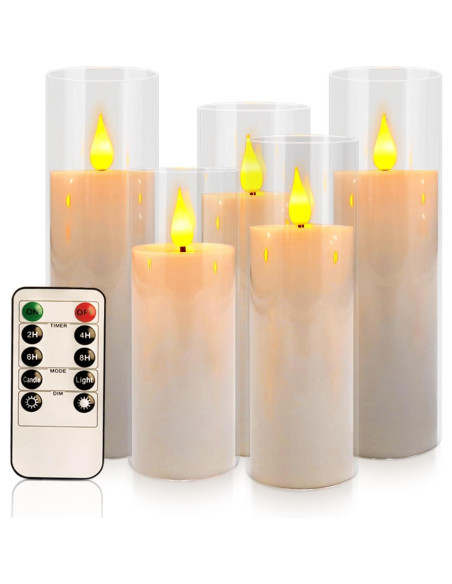 Juego de 5 Velas LED Sin Llama con Control Remoto - Blanco Juego de 5 Velas LED Sin Llama con Control Remoto - Blanco