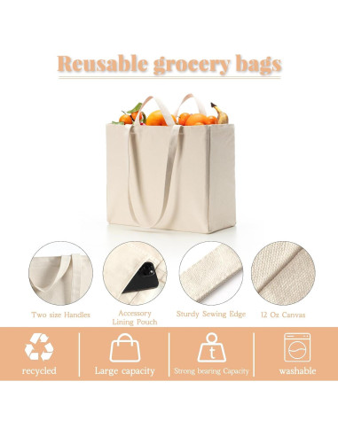 Bolsa de Lona Reutilizable LINICE 3 Paquete 38x33x17cm