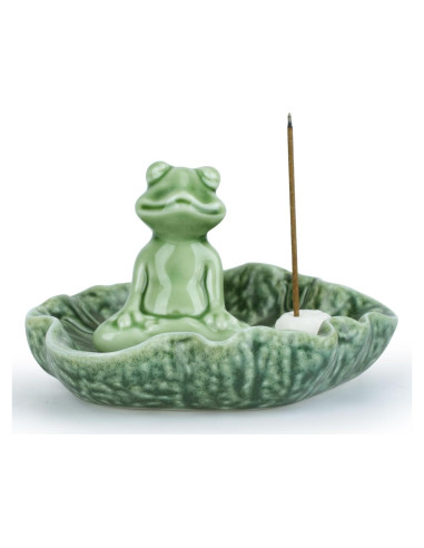 Soporte de Incienso E-ROOM TREND Rana Cerámica Verde 11.43 cm