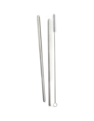 Popotes Reutilizables de Acero Inoxidable Norpro 28cm con Cepillo