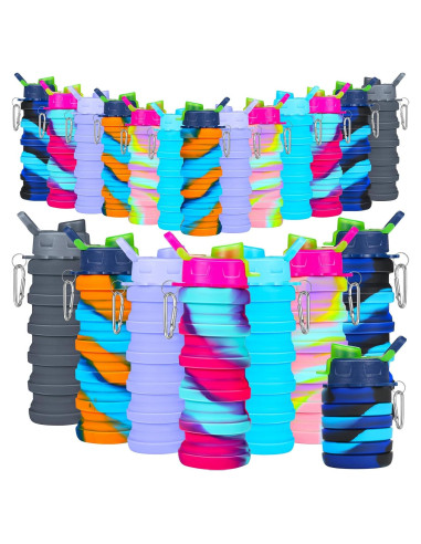 Sunnyray 20 Botellas de Agua Plegables 500 ml Silicona Camuflaje