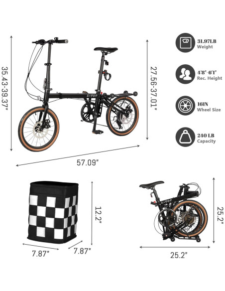 Bicicleta Plegable BGGFNZ 16" 7 Velocidades Frenos de Disco Bicicleta Plegable BGGFNZ 16" 7 Velocidades Frenos de Disco