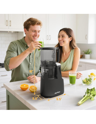 Extractor de Jugo Lento SUNVIVI 250W con Embudo 15cm Fácil Limpieza