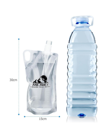 Botellas de Agua Plegables Ancable 1L Pack 4 Sin BPA Botellas de Agua Plegables Ancable 1L Pack 4 Sin BPA