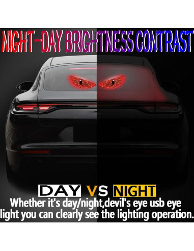 Luz LED Ojos de Diablo GKKBUFF Rojo 12 Modos para Coche