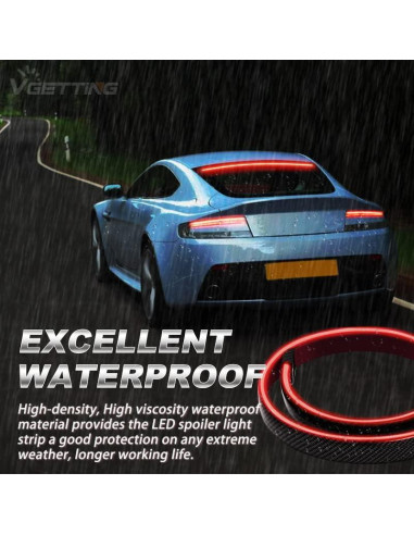Tira de Luz de Spoiler LED VGETTING 128 cm Impermeable Rojo