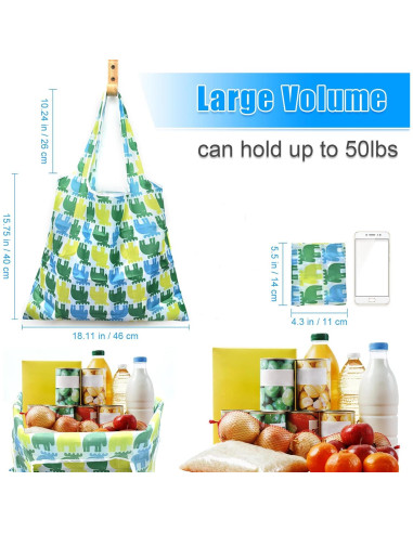 6 Bolsas de Compras Reutilizables XL Nylon Ripstop 22.68 kg