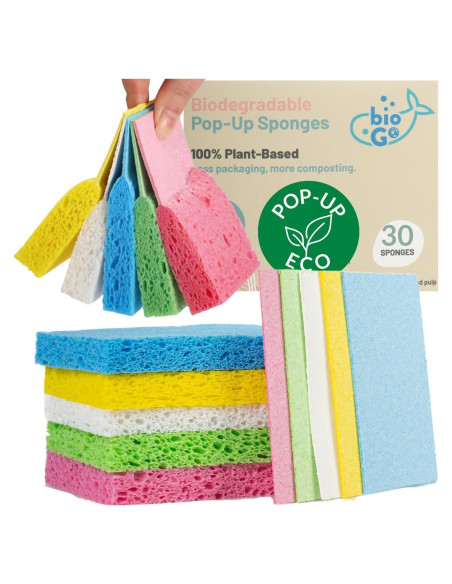 Esponjas Compostables bioGo 30 Unidades - Ecológicas y Suaves Esponjas Compostables bioGo 30 Unidades - Ecológicas y Suaves