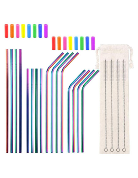 Popotes Reutilizables de Acero Inoxidable Lazycorner 16 Pcs Popotes Reutilizables de Acero Inoxidable Lazycorner 16 Pcs