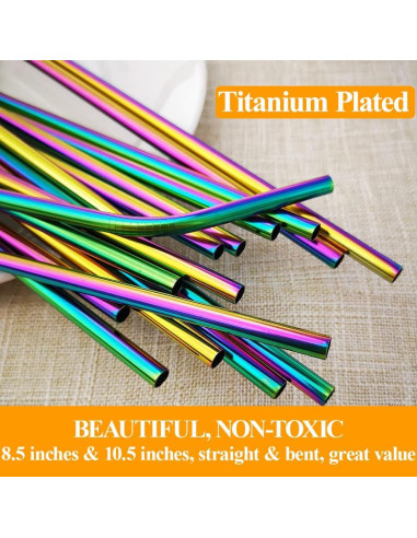 Popotes Reutilizables de Acero Inoxidable Lazycorner 16 Pcs