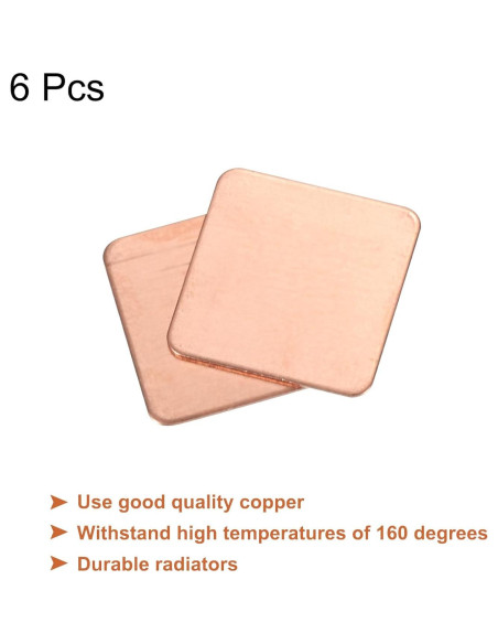 Hoja de Cobre Disipador Térmico MECCANIXITY 15mm x 15mm - Paquete de 6 Hoja de Cobre Disipador Térmico MECCANIXITY 15mm x 15mm - Paquete de 6