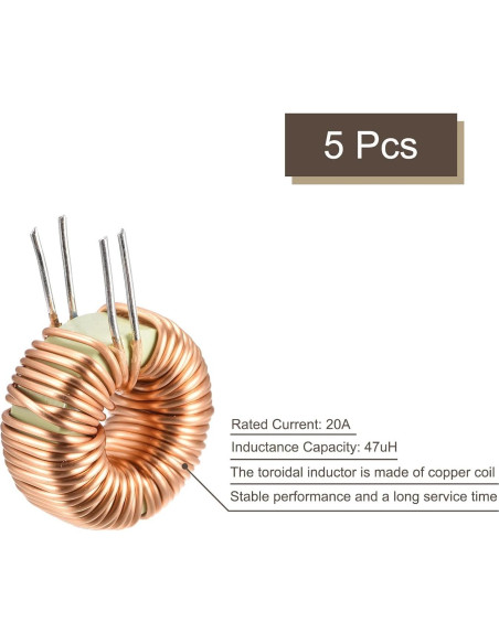 Bobina de Inductancia Toroidal MECCANIXITY 47uH 20A - Paquete de 5 Bobina de Inductancia Toroidal MECCANIXITY 47uH 20A - Paquete de 5