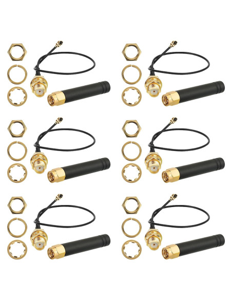 6 Antenas LoRa 915MHz 2dBi U.FL a SMA Meshnology 6 Antenas LoRa 915MHz 2dBi U.FL a SMA Meshnology