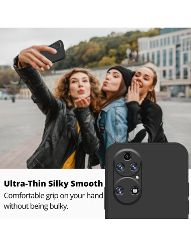 Funda de Silicona Líquida Wousunly para Huawei P50 Pro - Negro