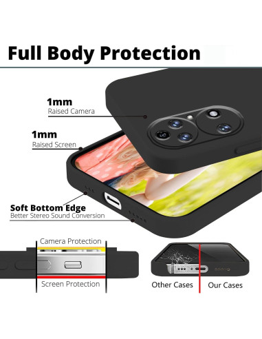 Funda de Silicona Líquida Wousunly para Huawei P50 Pro - Negro