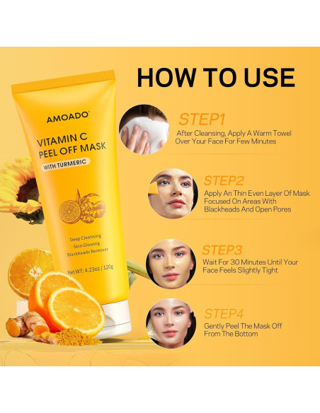 Mascarilla Facial Peel Off AMOADO con Vitamina C y Cúrcuma 200g Mascarilla Facial Peel Off AMOADO con Vitamina C y Cúrcuma 200g