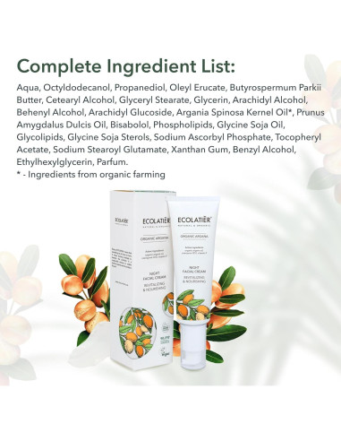Crema Nocturna Hidratante Ecolatier 50 ml - Antienvejecimiento Vegana