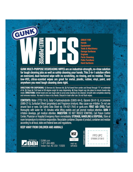 Toallitas Desengrasantes Multiusos Gunk MPDW30 30 Unidades Toallitas Desengrasantes Multiusos Gunk MPDW30 30 Unidades