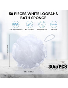 Paquete de 50 esponjas de lufa blanca Chengu para baño 2