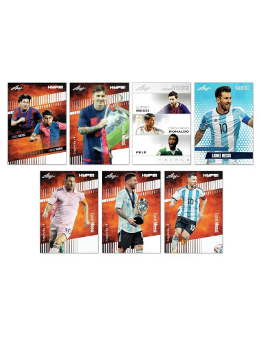 Lote de 7 Tarjetas de Lionel Messi Leaf HYPE! y Vaunted