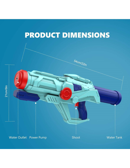 4 PCS Pistolas de Agua Ancesfun - Gran Tamaño 54 cm - Alta Capacidad 4 PCS Pistolas de Agua Ancesfun - Gran Tamaño 54 cm - Alta Capacidad