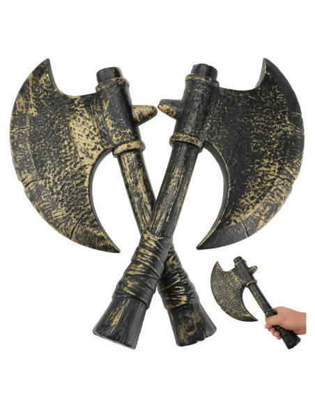 Hacha de Disfraz Vikingo Shappy - 2 Pcs Plástico Retro 38x19cm Hacha de Disfraz Vikingo Shappy - 2 Pcs Plástico Retro 38x19cm