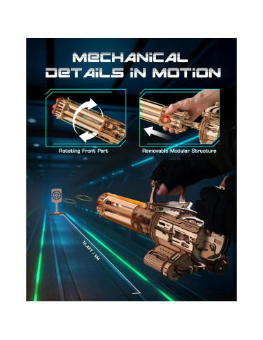 Rompecabezas 3D de Madera ROBOTIME Ametralladora Rotativa