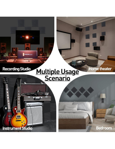 Paquete de 24 Paneles Acústicos Autoadhesivos Wedge 30x30cm