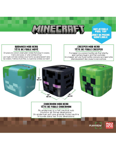 Pelotas de Playa Minecraft Playview - Paquete de 3, 40.64 cm