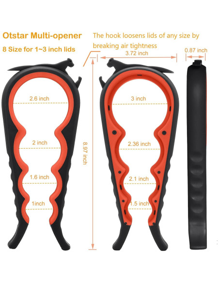 Abridor de Tarros Multifuncional Otstar 6 en 1 - Negro y Rojo Abridor de Tarros Multifuncional Otstar 6 en 1 - Negro y Rojo