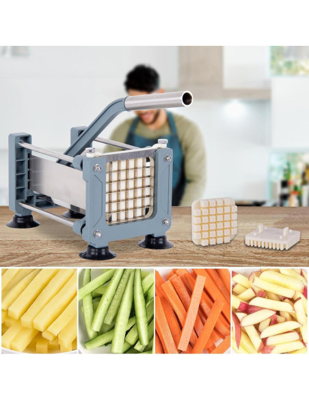 Cortador de Papas Fritas Rismanor Verde Acero Inoxidable 3 Grosores Cortador de Papas Fritas Rismanor Verde Acero Inoxidable 3 Grosores
