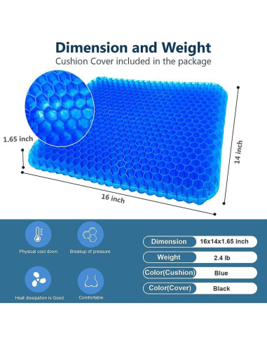 Cojín de Gel Helishy Rectangular 40x35cm Antideslizante