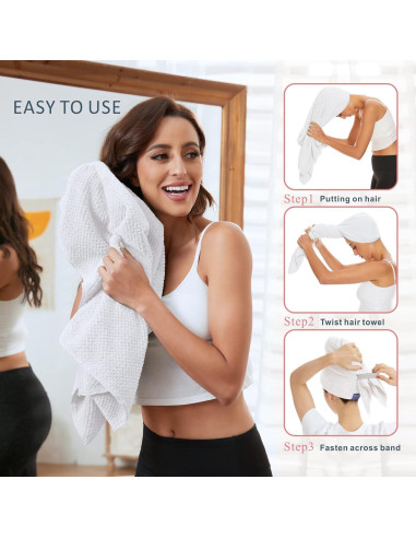 Toalla de Microfibra Grande BYCOO para Cabello Húmedo - Blanca