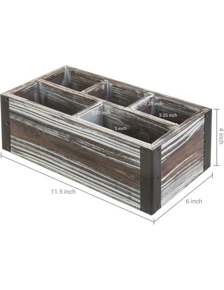 Soporte Organizador de Control Remoto MyGift Madera Rústica 5 Compartimentos Soporte Organizador de Control Remoto MyGift Madera Rústica 5 Compartimentos